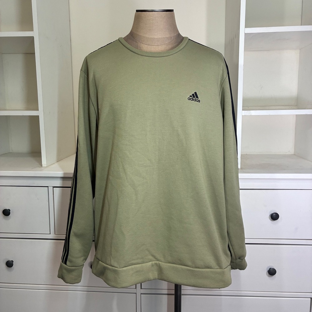 Adidas Primegreen Men's‎ Khaki Crewneck Sweatshirt Long Sleeve Athletic 2XL